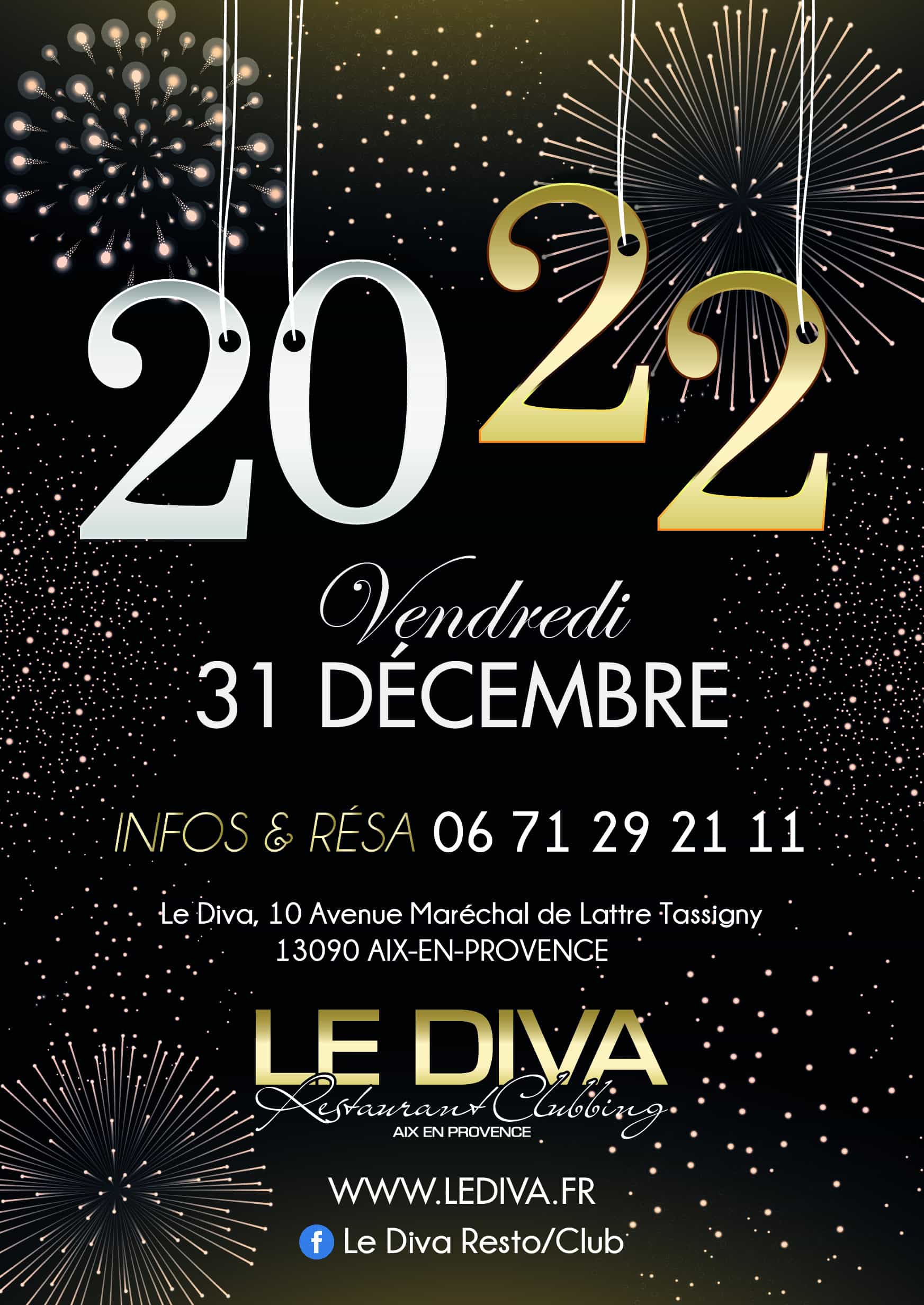 Venez fêter le début de l'année 2022 au Diva Resto-Club à Aix en Provence !